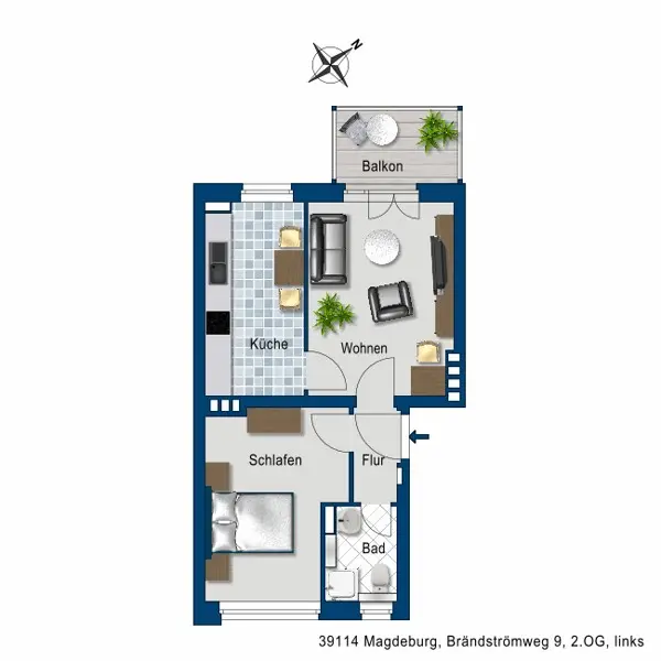 2 room apartment with 46 m² in Magdeburg – Photo 4