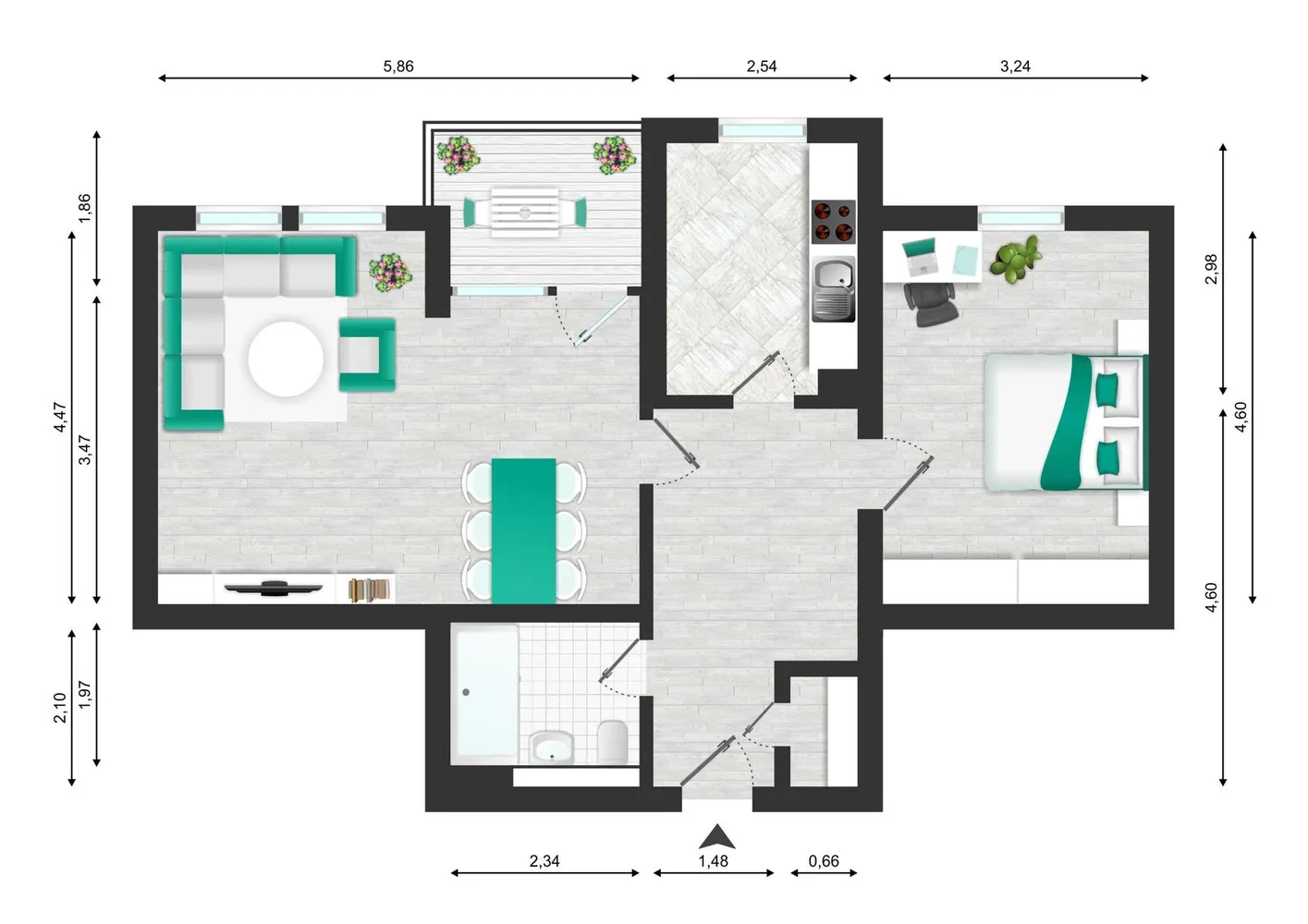 2 room apartment with 63 m² in Brunswick – Photo 2