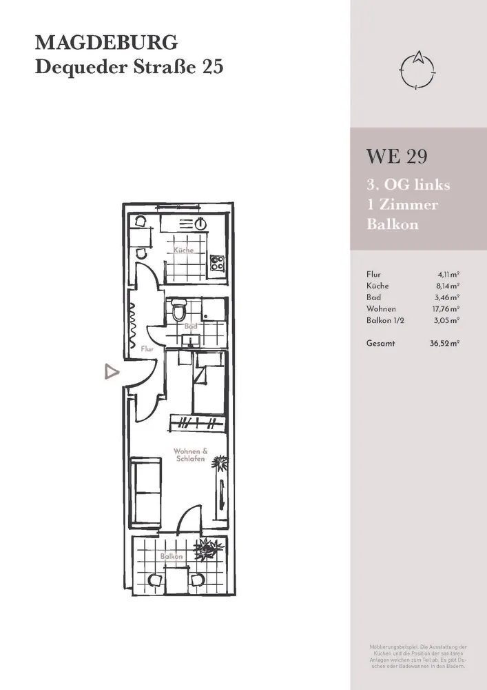 1 room apartment with 37 m² in Magdeburg – Photo 4