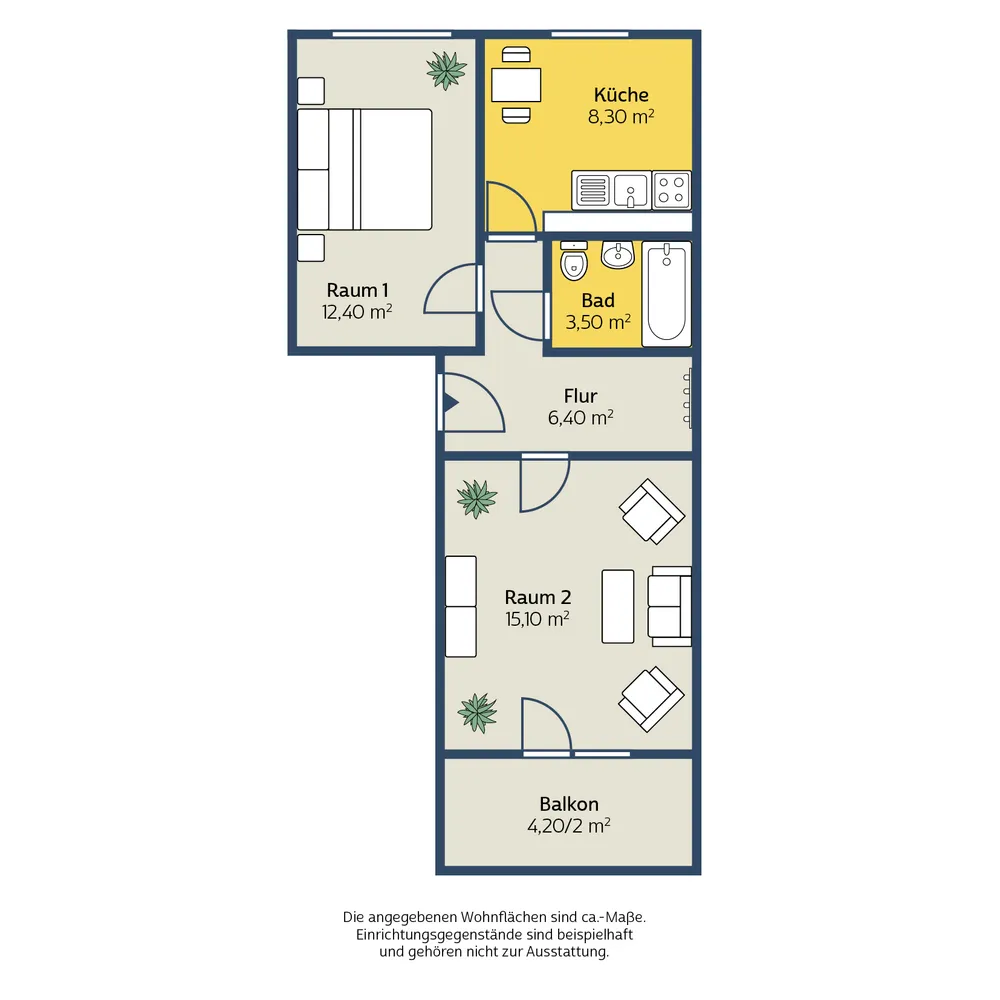 2 Zimmer Wohnung mit 48 m² in Leipzig – Bild 1