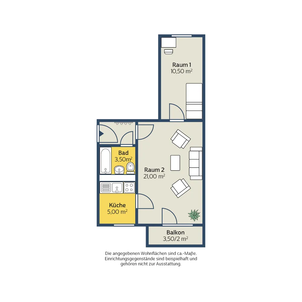 2 Zimmer Wohnung mit 45 m² in Leipzig – Bild 2