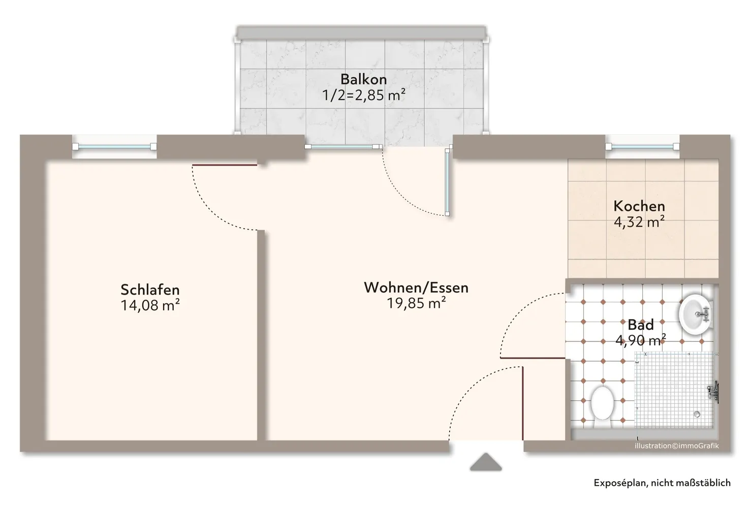 2 Zimmer Wohnung mit 46 m² in Duisburg – Bild 2