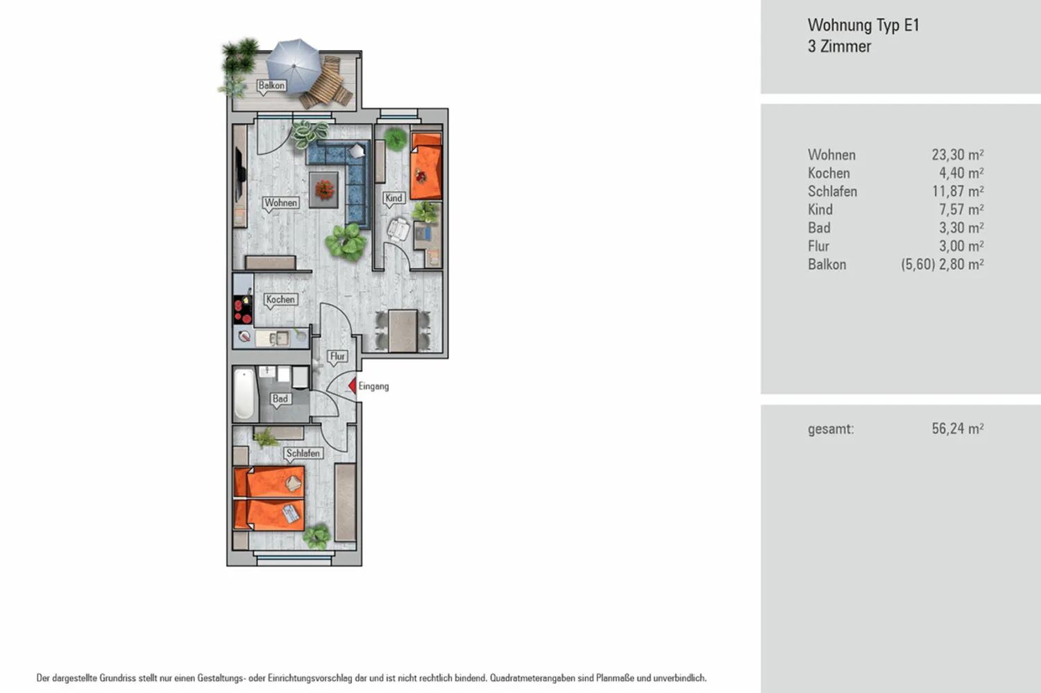 3 Zimmer Wohnung mit 56 m² in Chemnitz – Bild 2