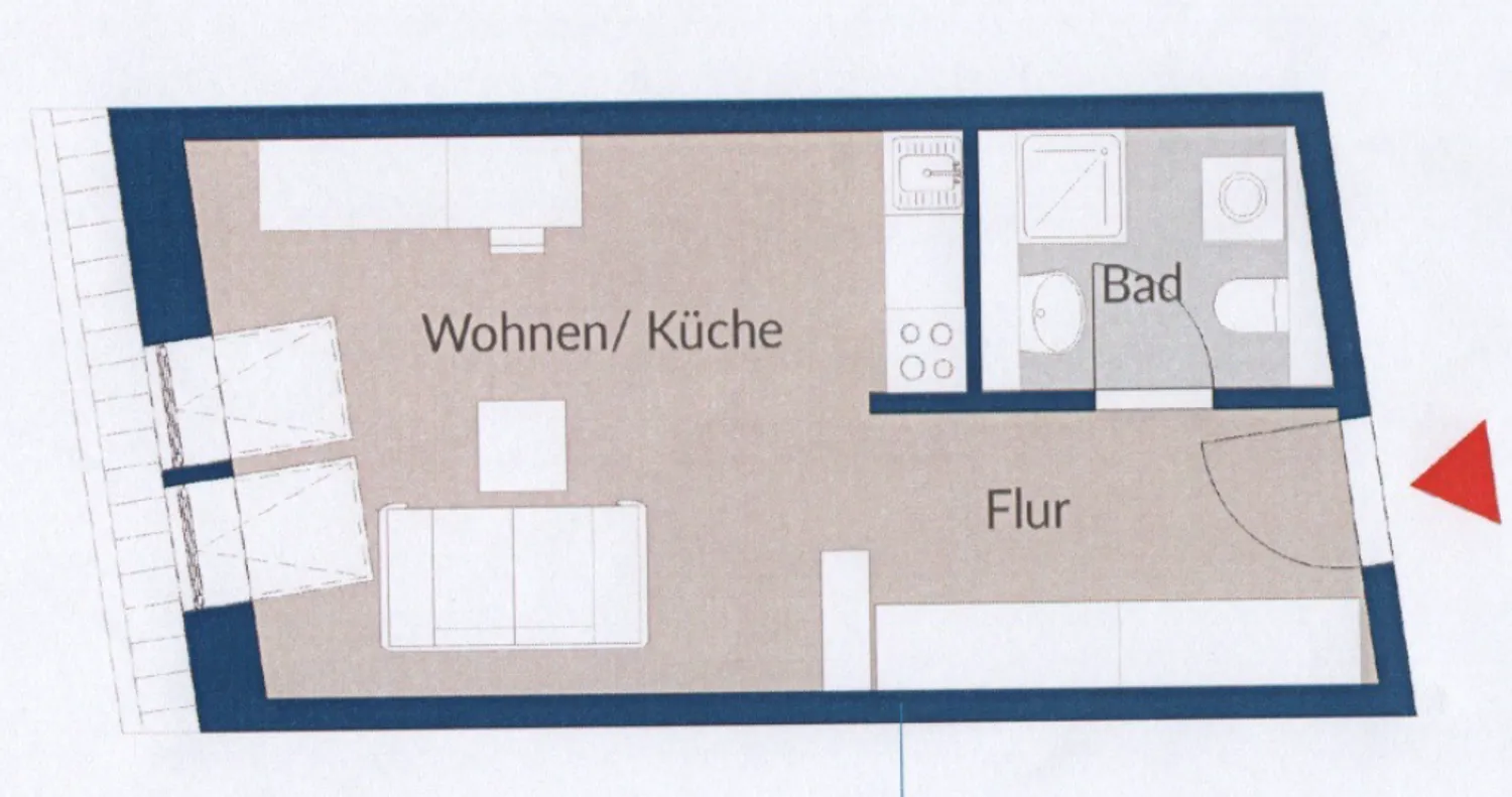 1 room apartment with 30 m² in Augsburg – Photo 2