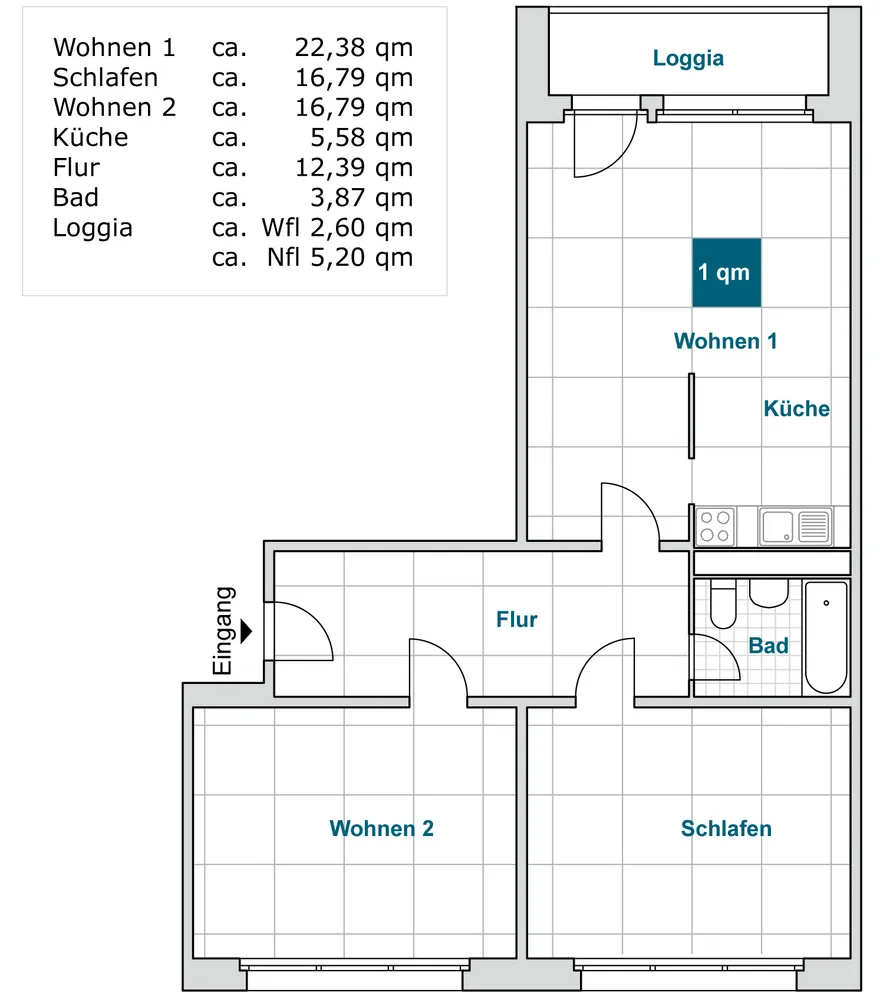 3 Zimmer Wohnung mit 80 m² in Dresden – Bild 2