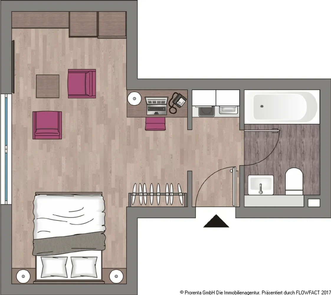 1 Zimmer Wohnung mit 25 m² in Düsseldorf – Bild 2