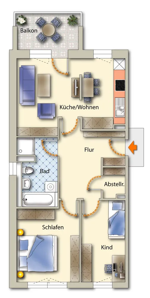 3 Zimmer Wohnung mit 69 m² in Freiberg – Bild 1