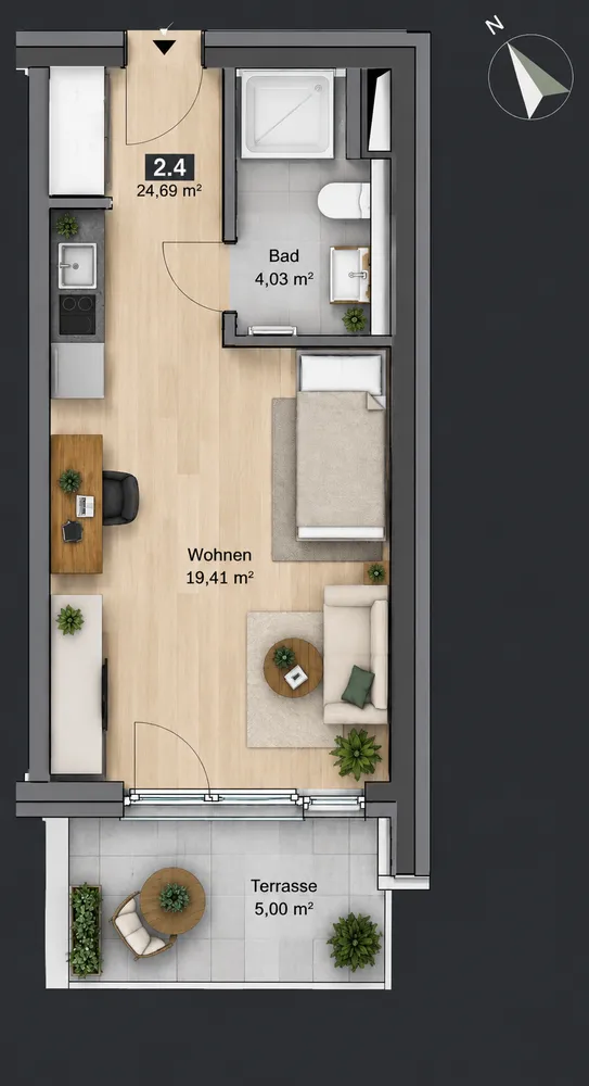 1 Zimmer Wohnung mit 25 m² in Augsburg – Bild 5