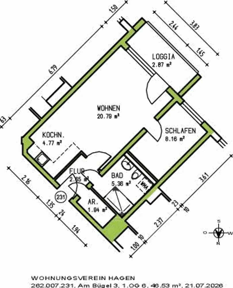3 Zimmer Wohnung mit 44 m² in Hagen – Bild 3
