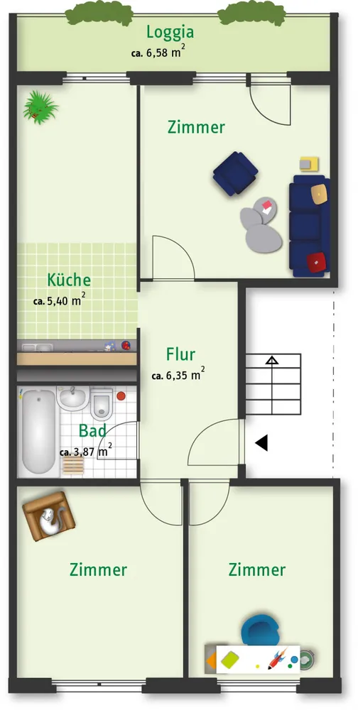 1 Zimmer Wohnung mit 38 m² in Halle (Saale) – Bild 2