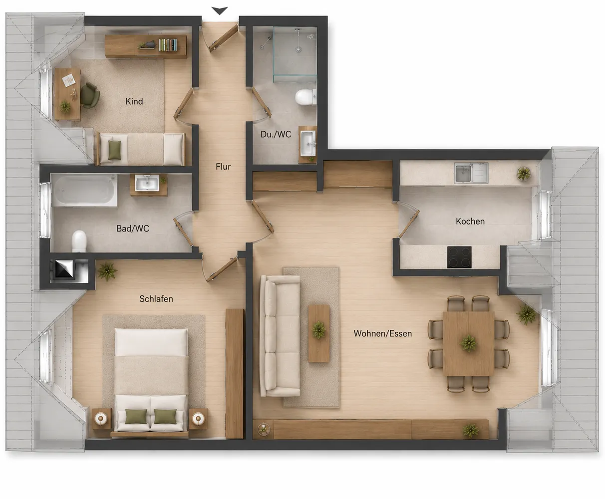 3 Zimmer Wohnung mit 74 m² in Karlsruhe – Bild 2
