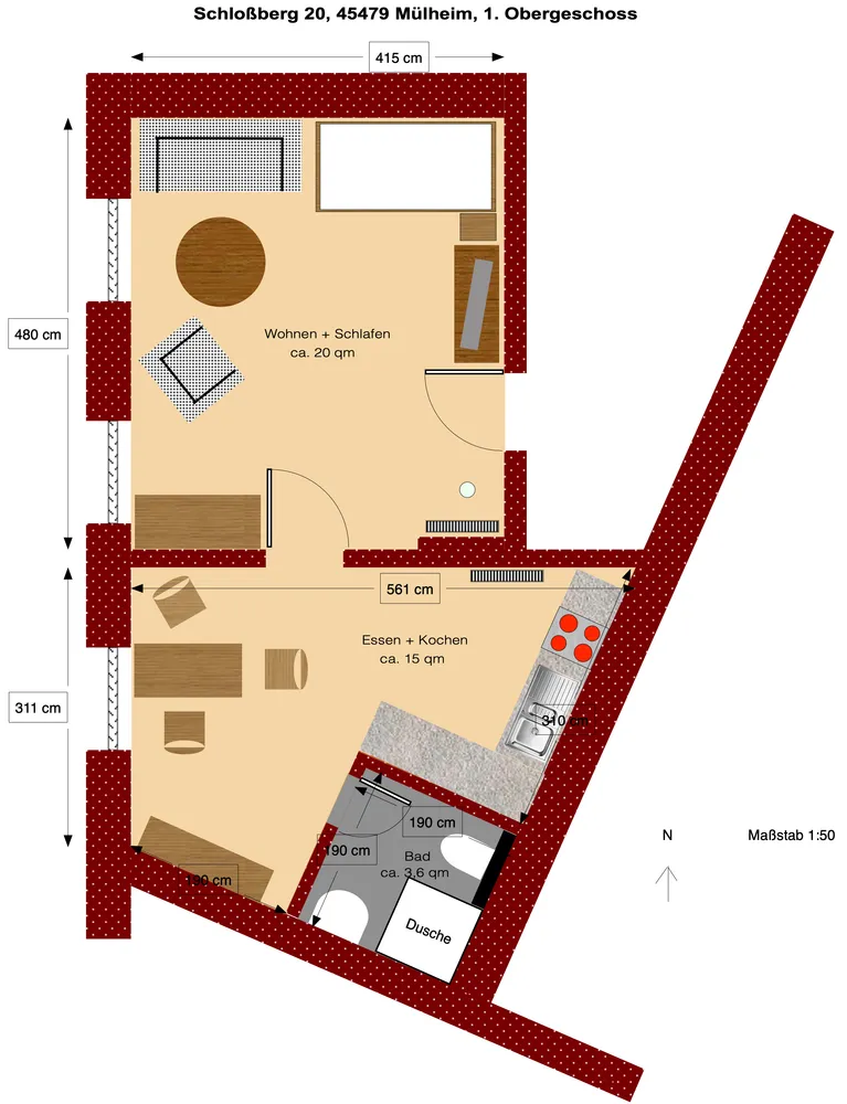 2 Zimmer Wohnung mit 38 m² in Mülheim an der Ruhr – Bild 1