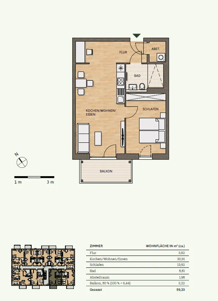 2 Zimmer Wohnung mit 59 m² in Bad Kreuznach – Bild 2