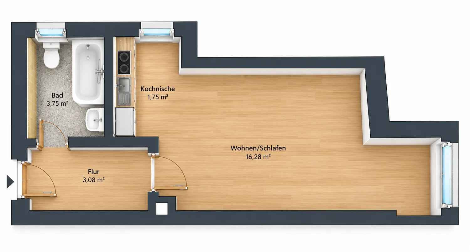1 room apartment with 23 m² in Darmstadt – Photo 6