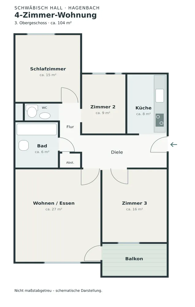 4 Zimmer Wohnung mit 104 m² in Schwäbisch Hall – Bild 1