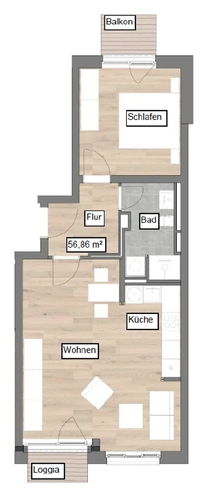 2 Zimmer Wohnung mit 57 m² in Dresden – Bild 2