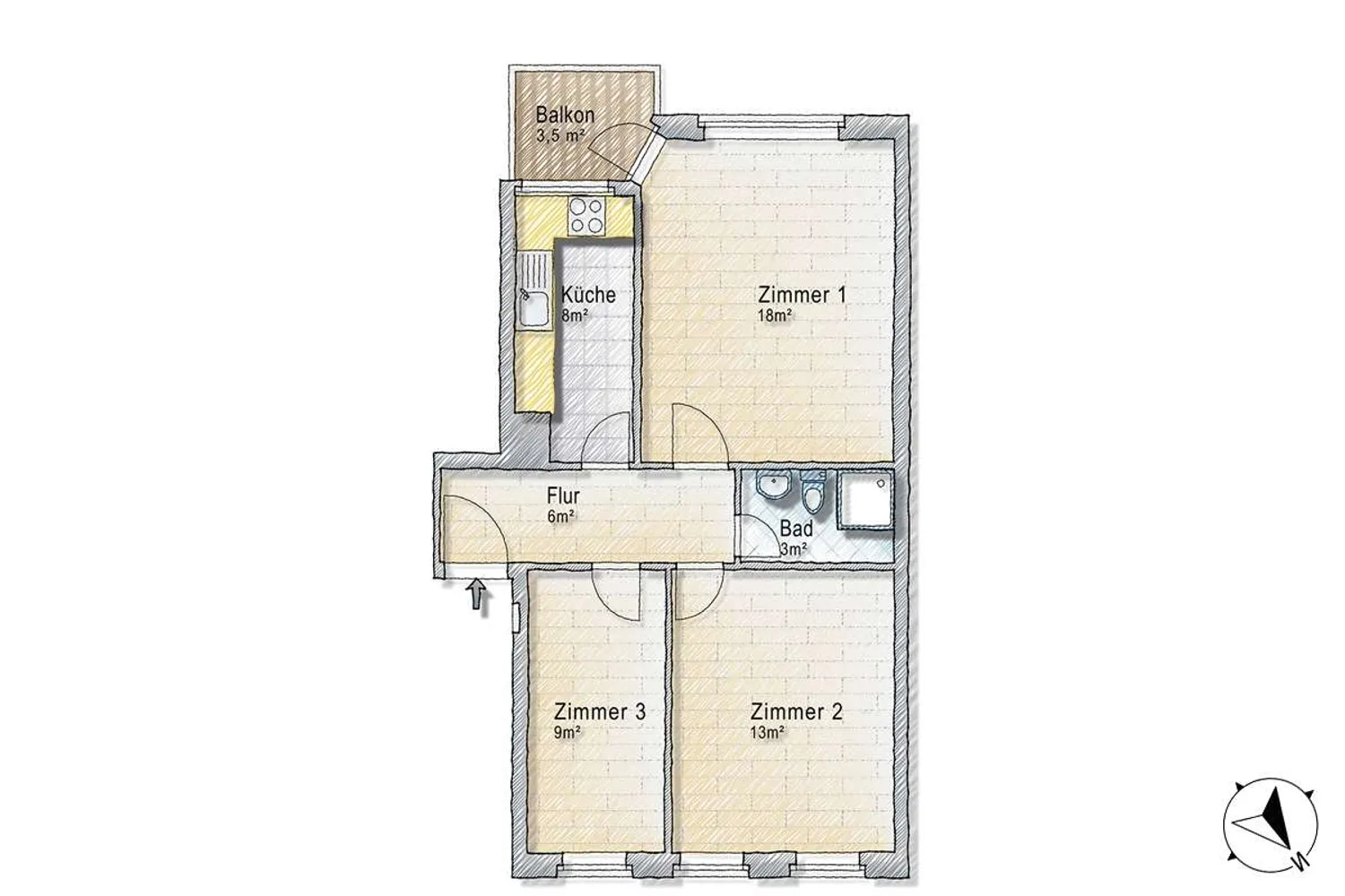 3 Zimmer Wohnung mit 60 m² in Hamburg – Bild 9
