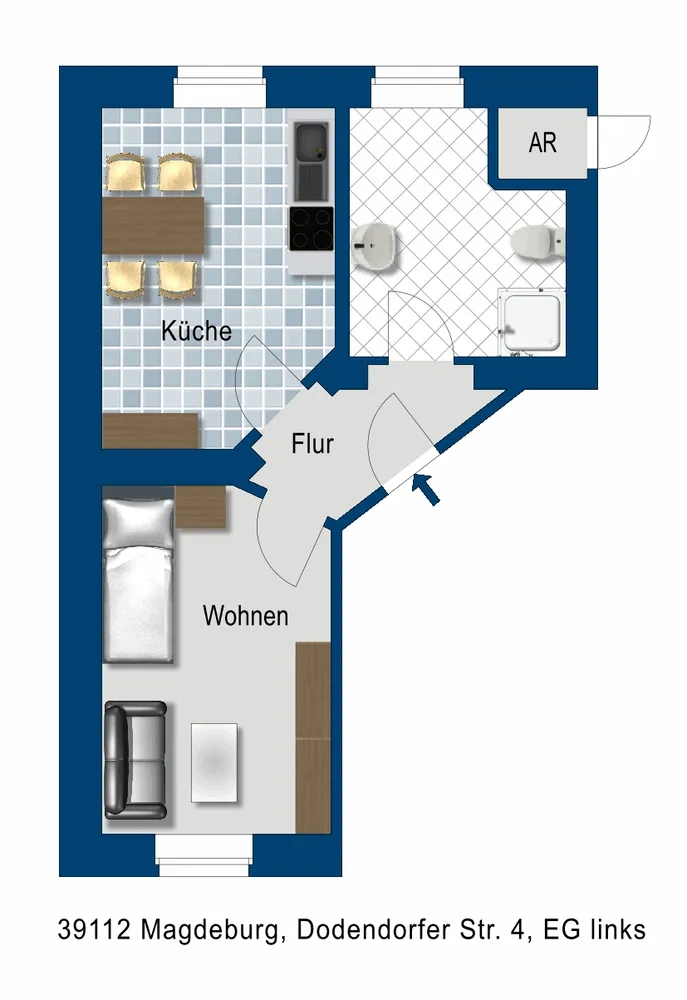 1 Zimmer Wohnung mit 34 m² in Magdeburg – Bild 2