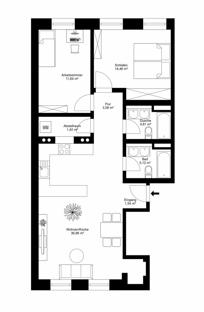 3 Zimmer Wohnung mit 82 m² in München – Bild 4