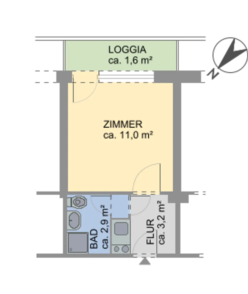 1 Zimmer Wohnung mit 19 m² in Hamburg – Bild 2