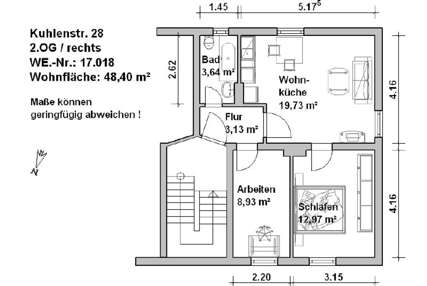 2 Zimmer Wohnung mit 48 m² in Minden – Bild 5
