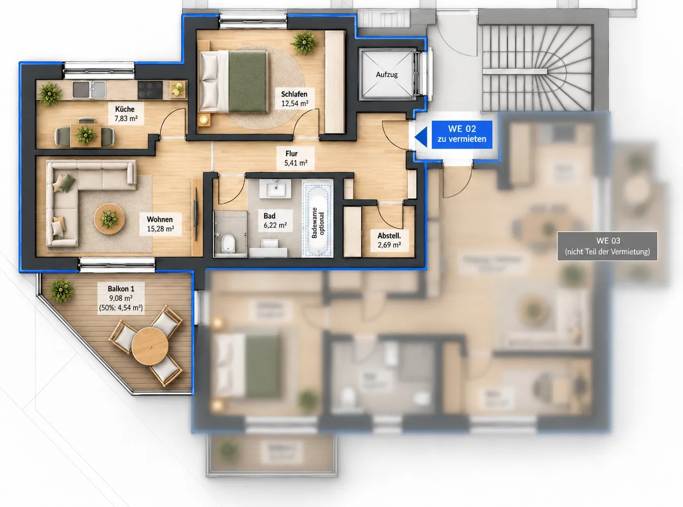 2 Zimmer Wohnung mit 60 m² in Marburg – Bild 3