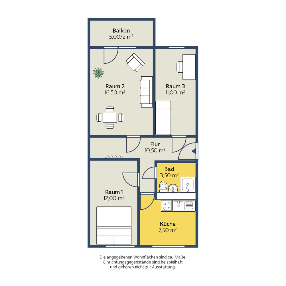 3 Zimmer Wohnung mit 60 m² in Leipzig – Bild 2
