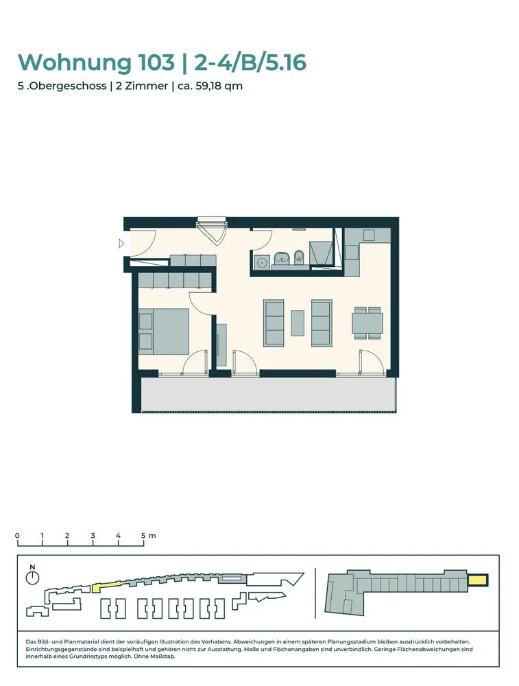 2 Zimmer Wohnung mit 59 m² in Berlin – Bild 1