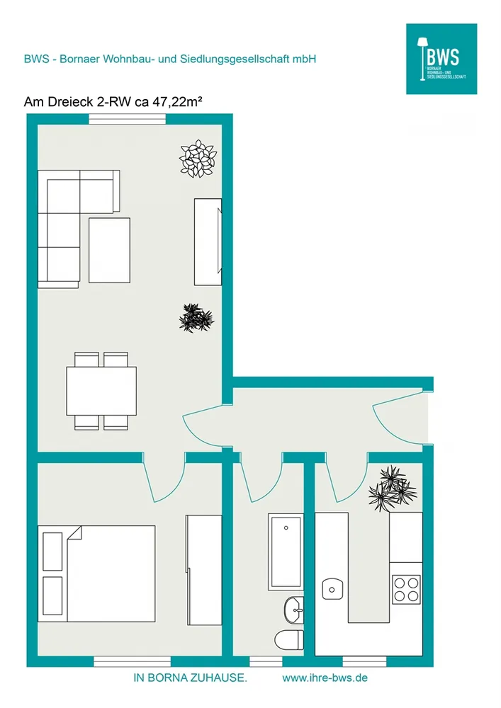 2 Zimmer Wohnung mit 47 m² in Borna – Bild 5