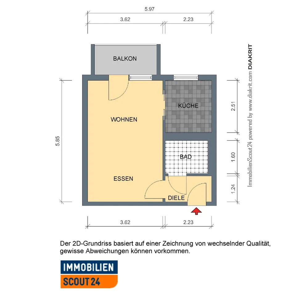 2 Zimmer Wohnung mit 35 m² in Erfurt – Bild 4