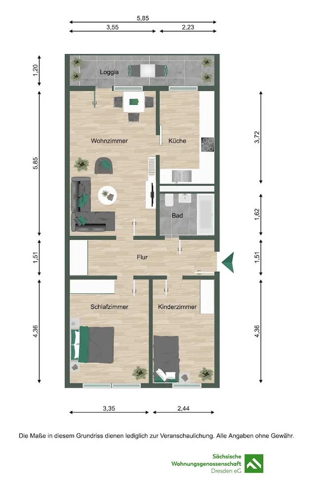 3 Zimmer Wohnung mit 70 m² in Dresden – Bild 2
