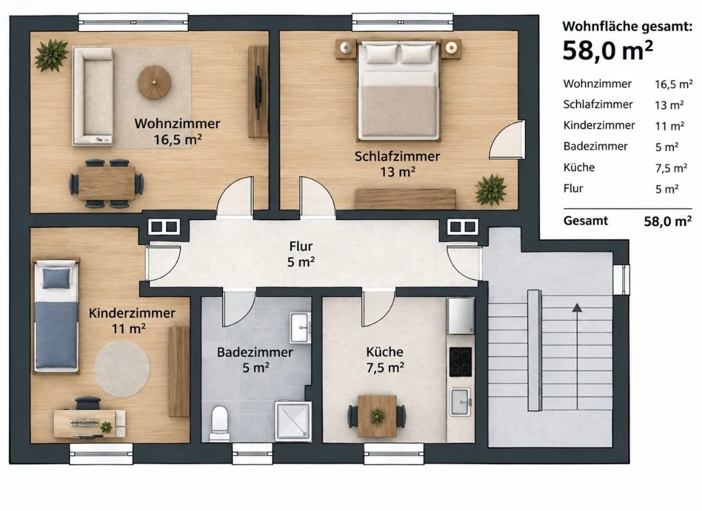 3 Zimmer Wohnung mit 58 m² in Stade – Bild 2