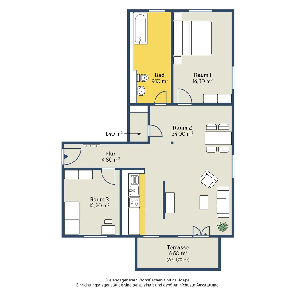 3 Zimmer Wohnung mit 75 m² in Leipzig – Bild 2