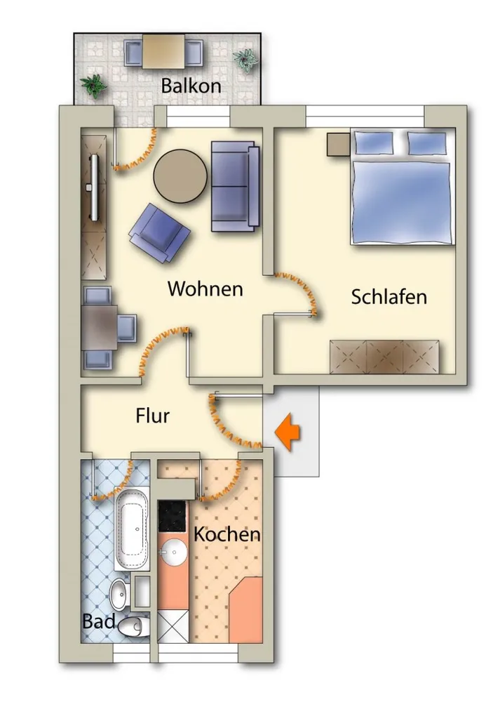 2 room apartment with 49 m² in Freiberg – Photo 2