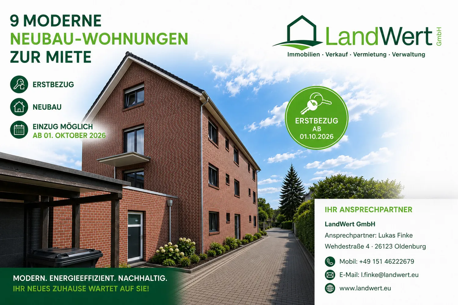 2 Zimmer Wohnung mit 52 m² in Oldenburg – Bild 1