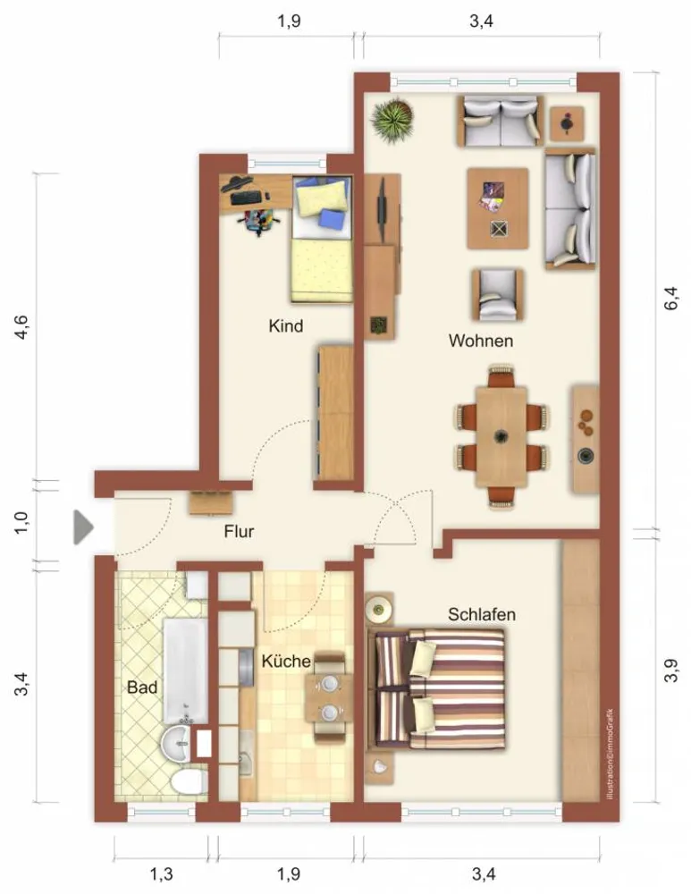 3 Zimmer Wohnung mit 65 m² in Suhl – Bild 2