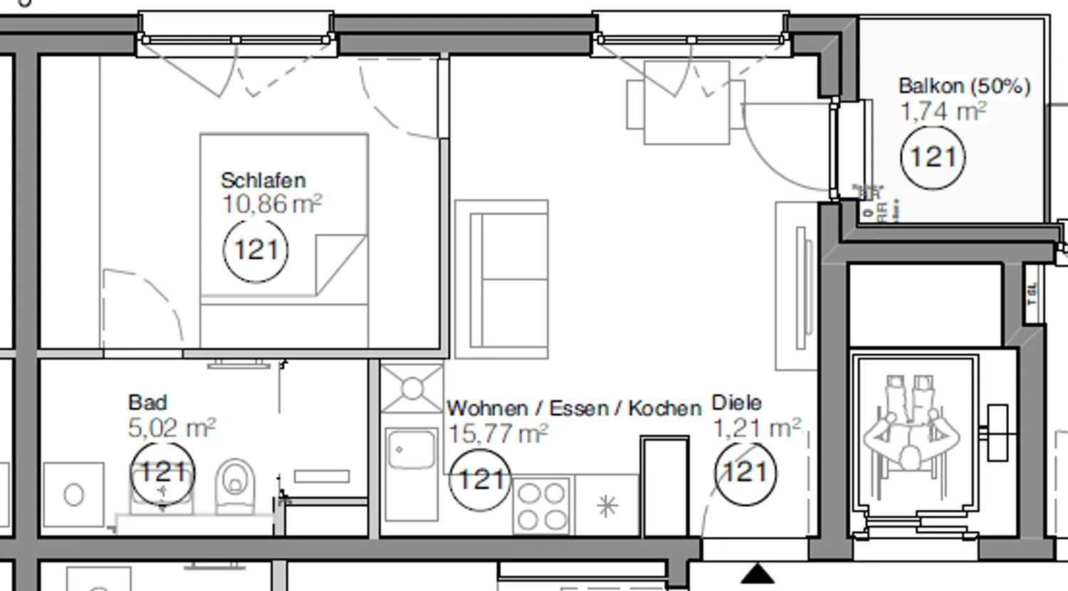 2 Zimmer Wohnung mit 35 m² in München – Bild 2
