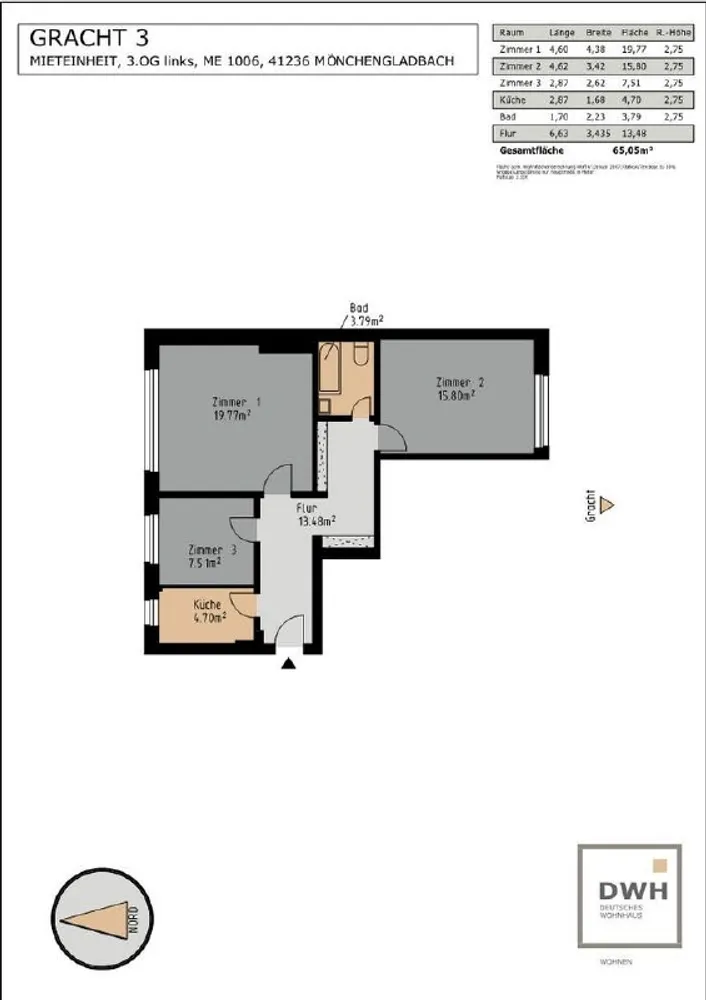 3 Zimmer Wohnung mit 65 m² in Mönchengladbach – Bild 6