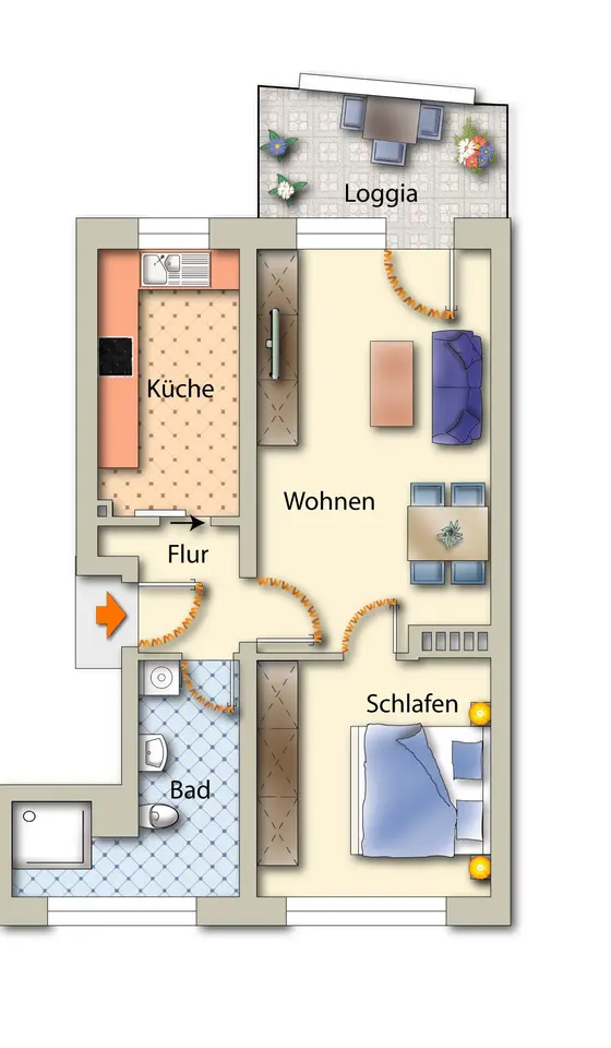 2 room apartment with 54 m² in Freiberg – Photo 4