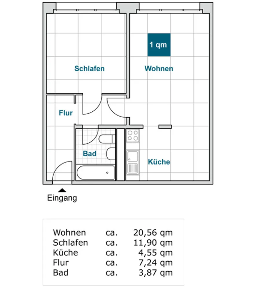 2 Zimmer Wohnung mit 48 m² in Dresden – Bild 3