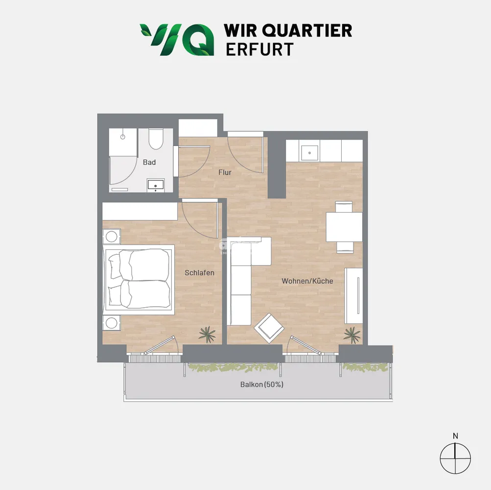 2 Zimmer Wohnung mit 46 m² in Erfurt – Bild 6