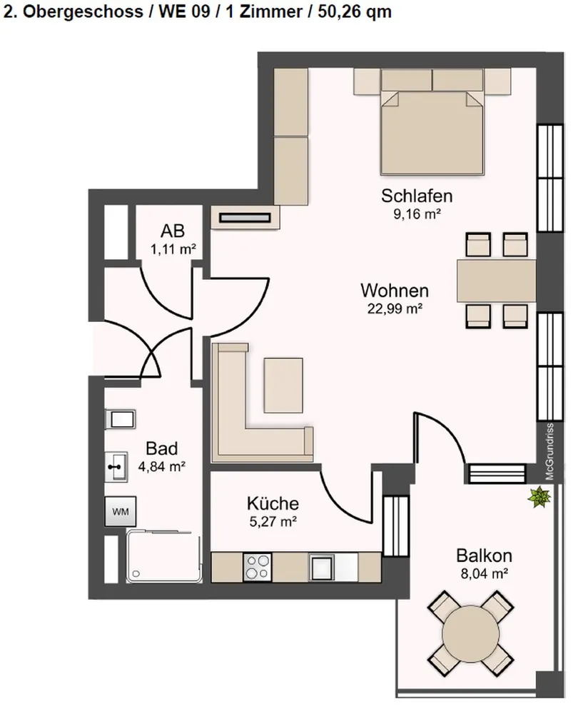 1 room apartment with 50 m² in Mönchengladbach – Photo 2