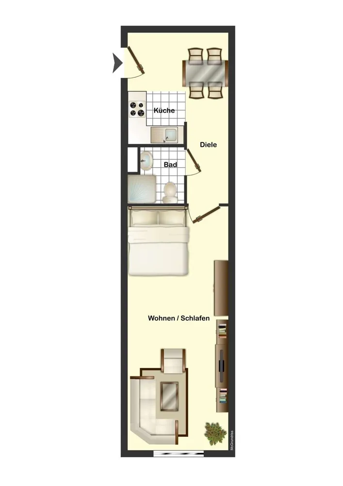 1 Zimmer Wohnung mit 37 m² in Wuppertal – Bild 2