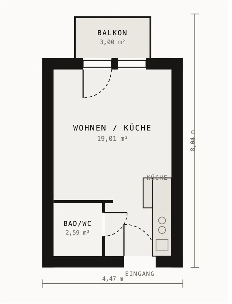 1 Zimmer Wohnung mit 23 m² in München – Bild 4