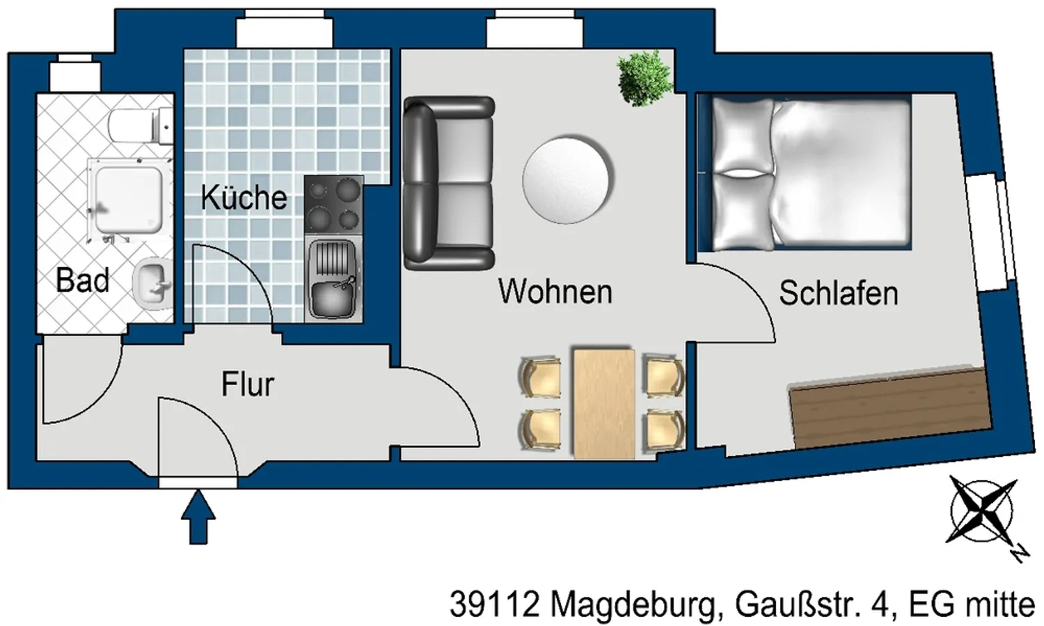 2 room apartment with 44 m² in Magdeburg – Photo 2