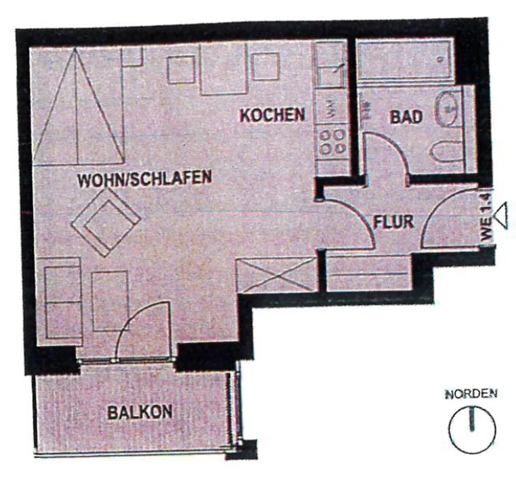 1 room apartment with 37 m² in Munich – Photo 7
