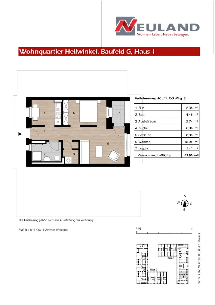 1 Zimmer Wohnung mit 42 m² in Wolfsburg – Bild 1