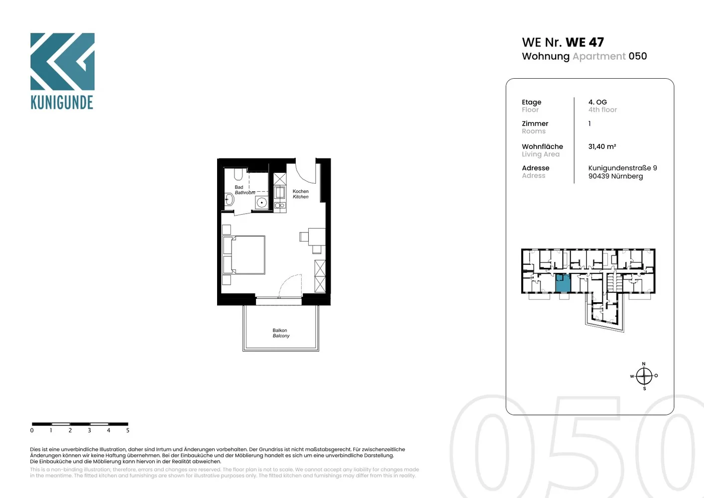 2 Zimmer Wohnung mit 44 m² in Nürnberg – Bild 4