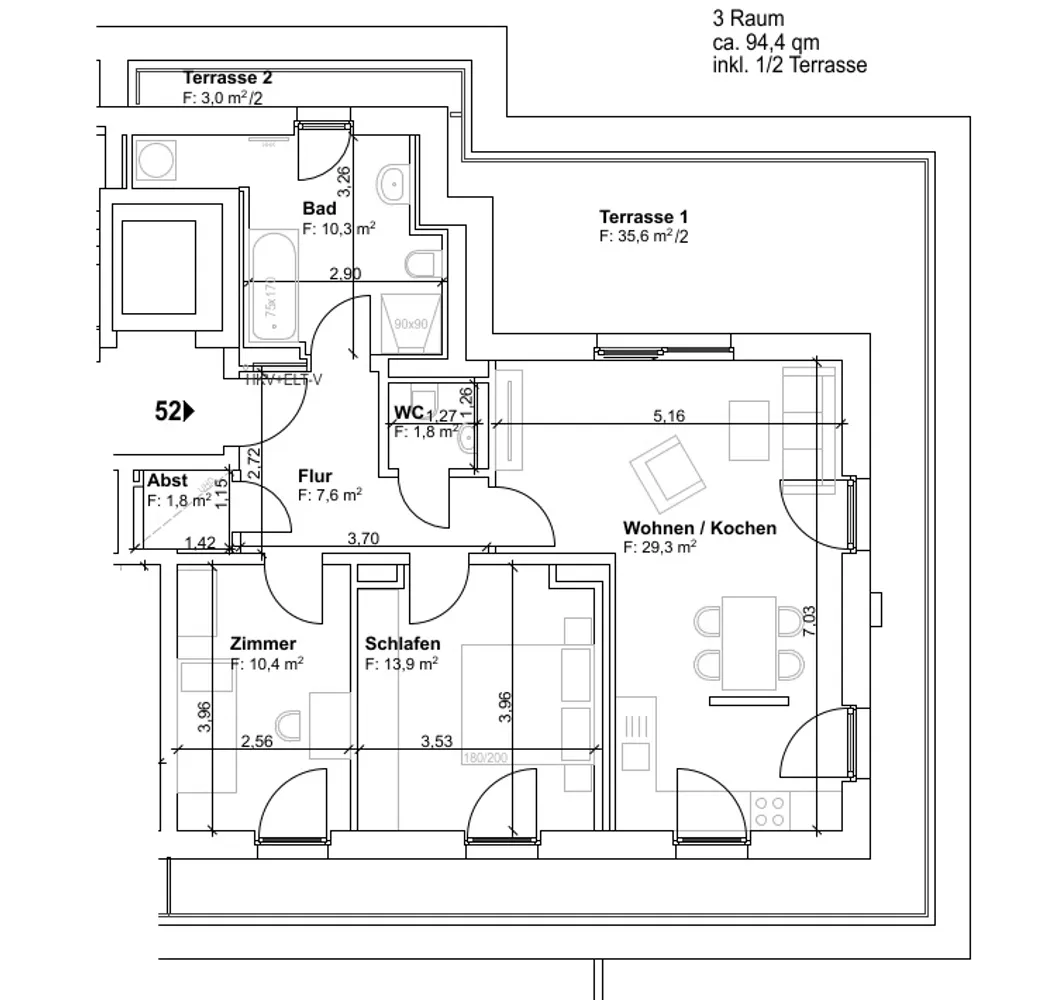3 Zimmer Wohnung mit 94 m² in Dresden – Bild 2