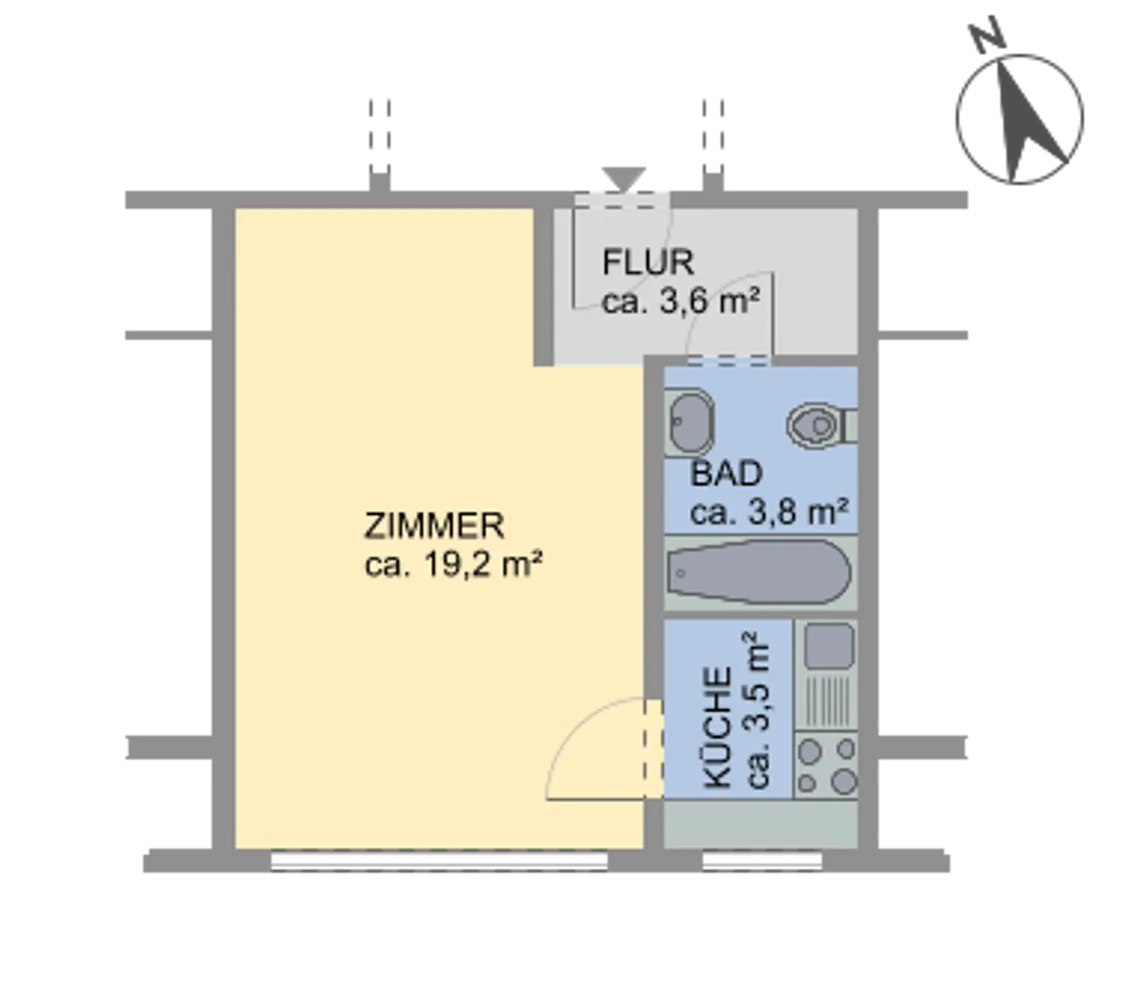 1 Zimmer Wohnung mit 30 m² in Hamburg – Bild 2